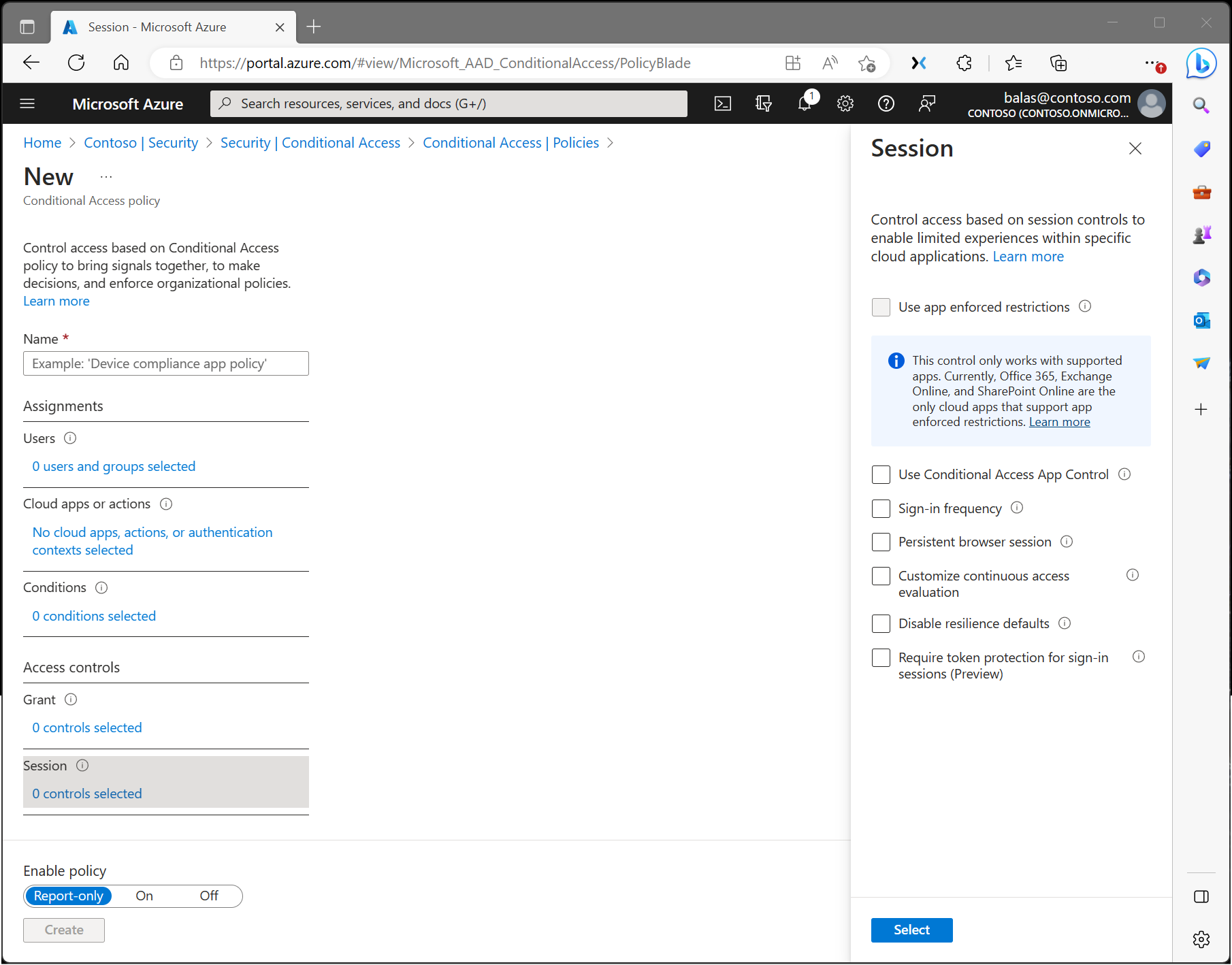 Screenshot of a Conditional Access policy with a grant control requiring multifactor authentication.