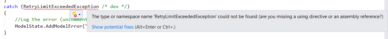 Retry exception message