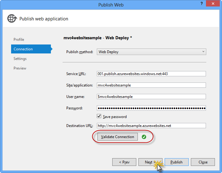 Validating connection Validating connection