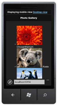 Mobile view of the Photo Gallery Home page Mobile view of the Photo Gallery Home page