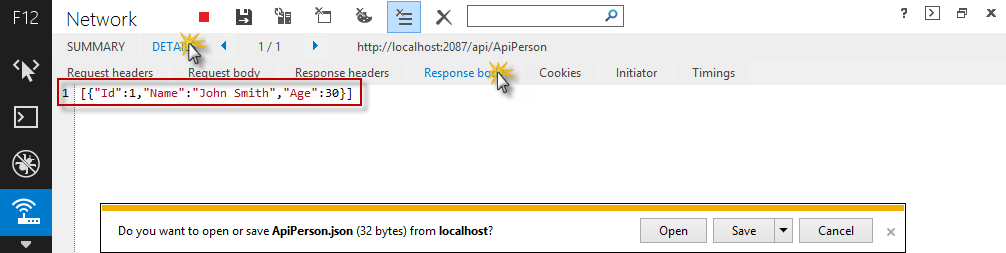 Viewing Web API Response Body Viewing Web API Response Body