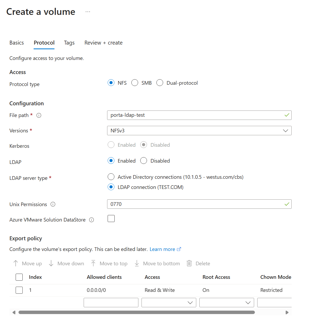 Specify NFS protocol