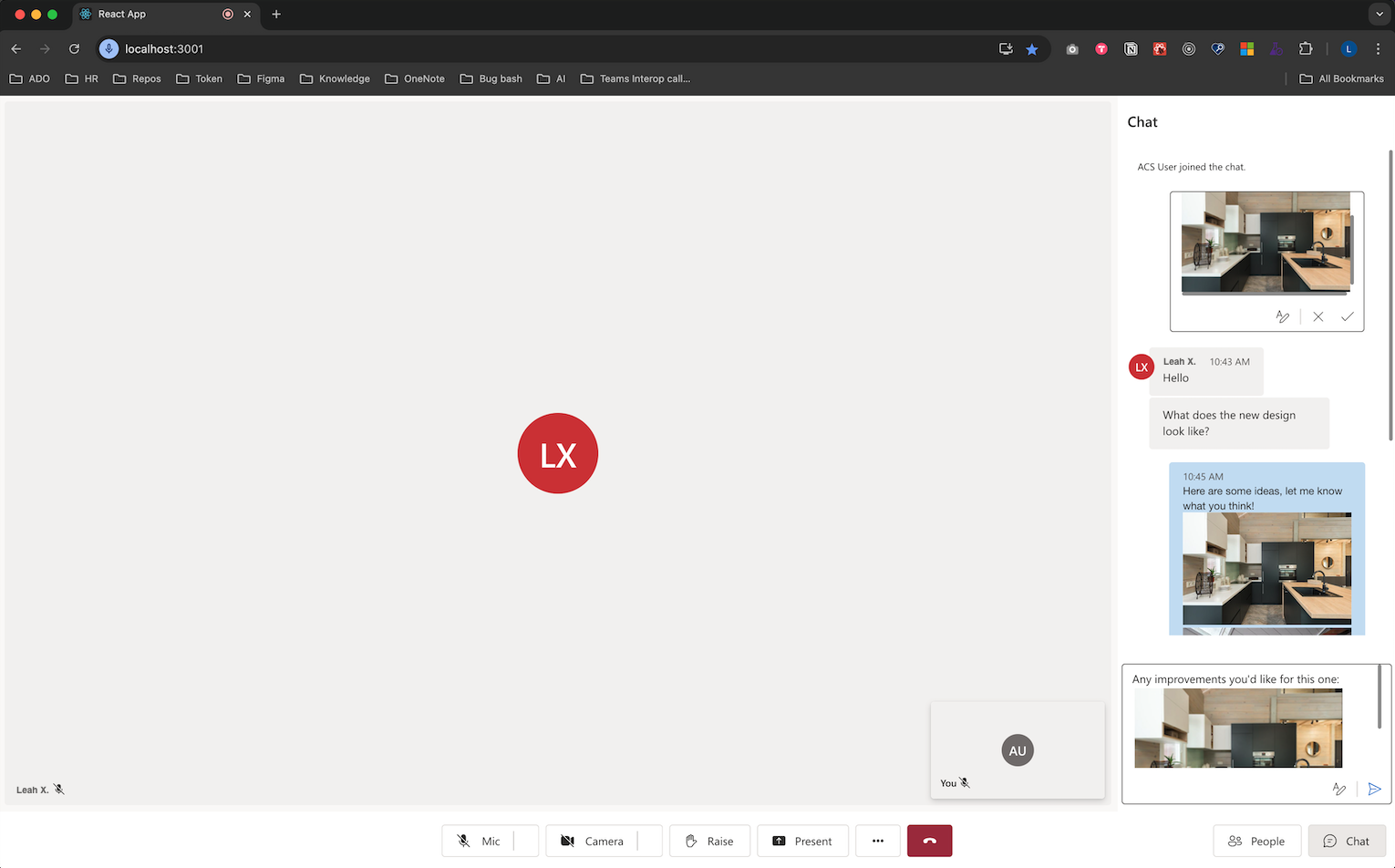 Screenshot that shows Azure Communication Services UI Library sending two inline images and editing messages. Screenshot that shows Azure Communication Services UI Library sending two inline images and editing messages.