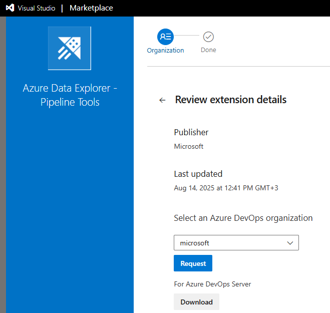 Screenshot of installing the Pipeline Tools extension from the Visual Studio Marketplace.
