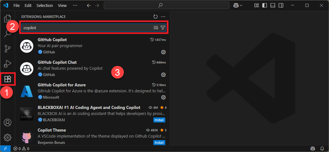 Screenshot of VS Code Extensions icon in the Nav Bar.