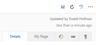 Screenshot that shows the new page as a tab on the work item form.