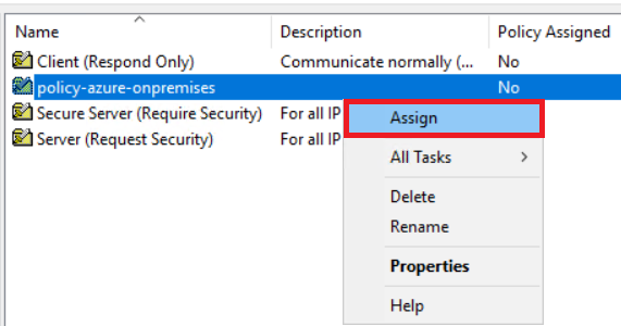 IPsec policy assigned to the GPO 50