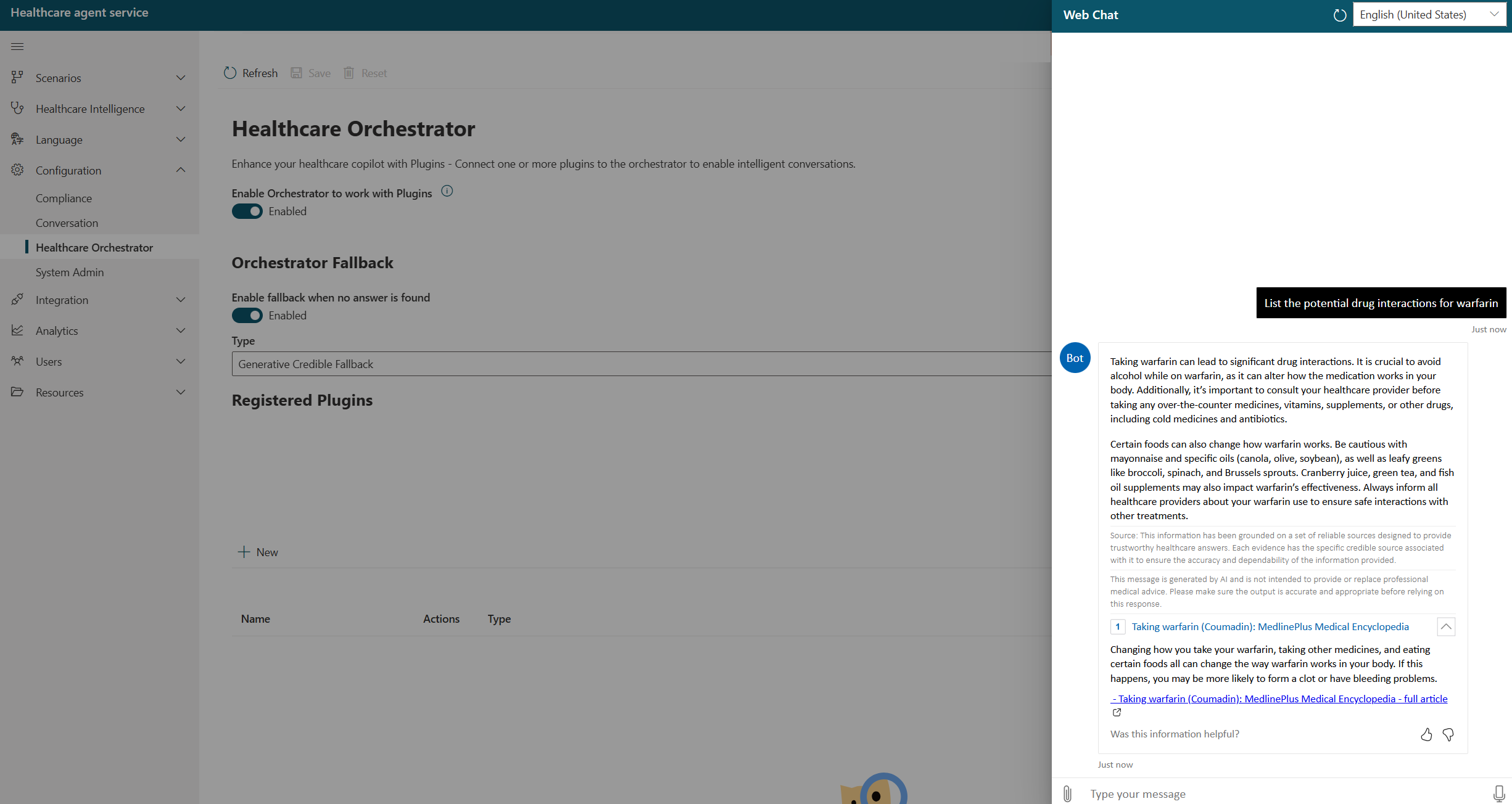 A screenshot of the Healthcare Orchestrator