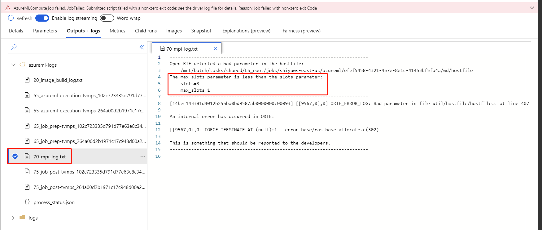 Screenshot showing mpi log.