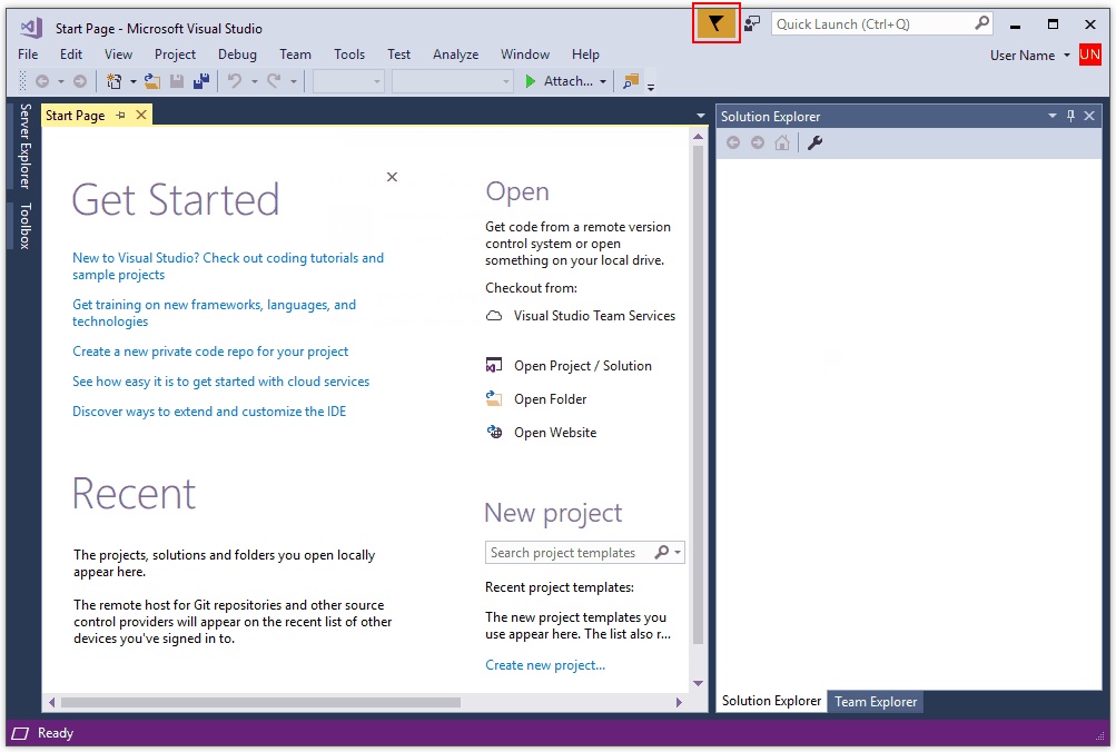 Screenshot of the Visual Studio notification flag.