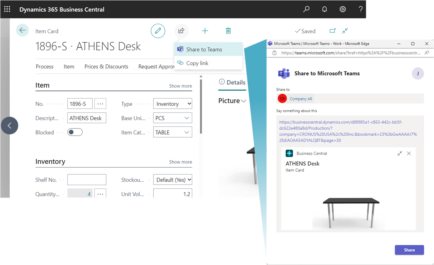 The Share menu displayed on a card. !The Share menu displayed on a card.