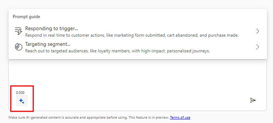 Use guided prompt experience to start your journey creation process Use the guided prompt experience start your journey creation process