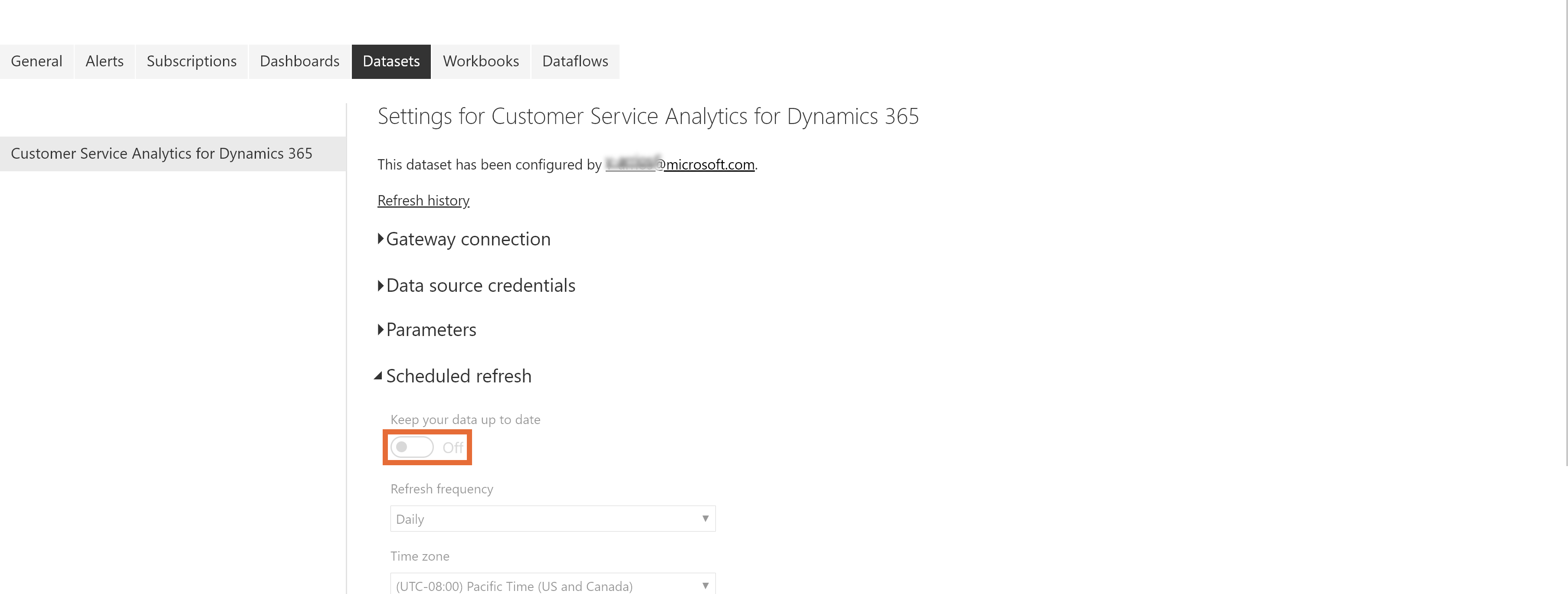 Customer Service app install - Scheduled refresh Customer Service app install - Scheduled refresh.