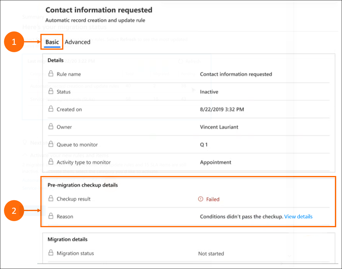 Migration tool - Basic detail screen for failed rules Migration tool - Basic detail screen for failed rules.