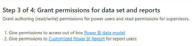 Screenshot of step 3 showing how to grant read and write permissions for Power BI data models.