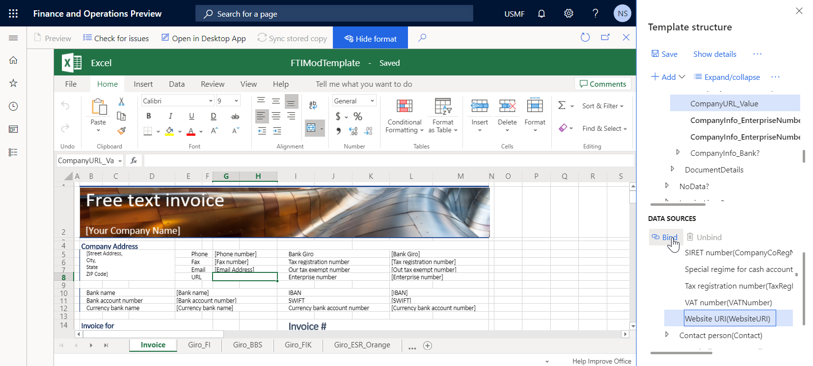 WebsiteURI item selected.