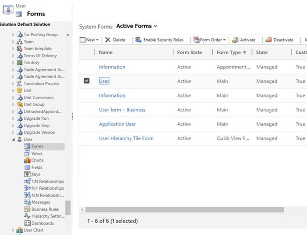 Screenshot of opening the user form.