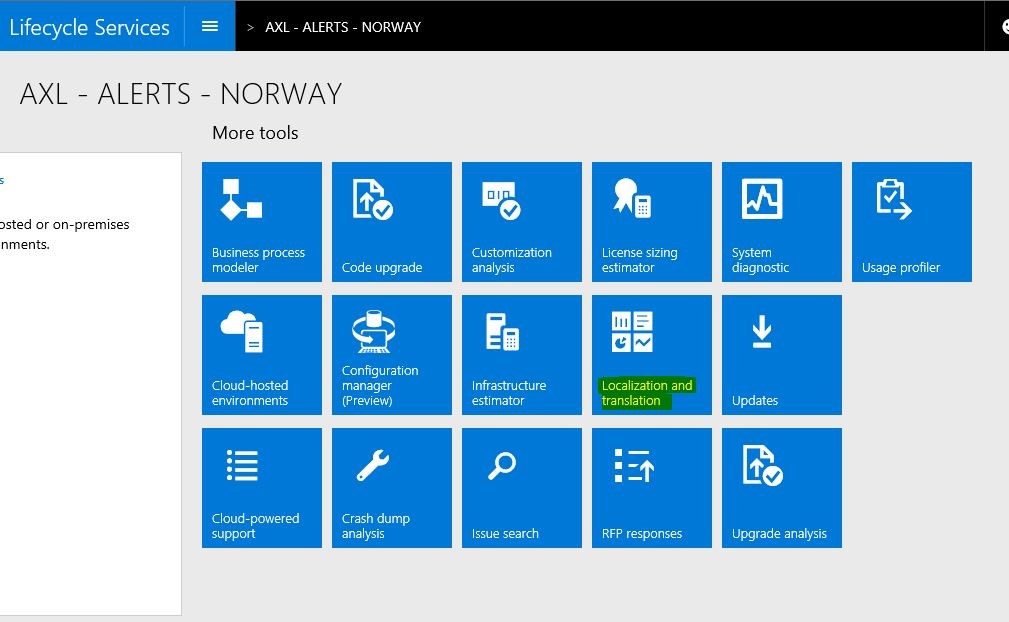 Screenshot of Loc & translation tile.