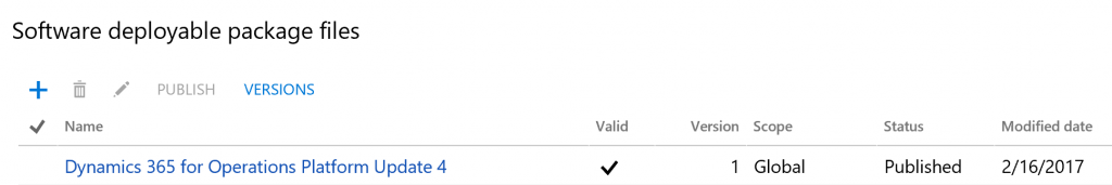 Screenshot of Platform update four package.