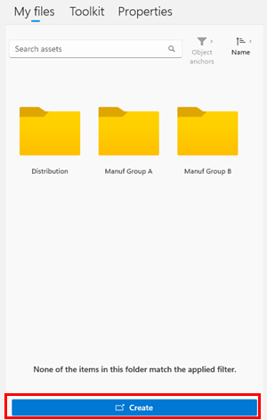 My files tab with Create button highlighted My files tab with Create button highlighted