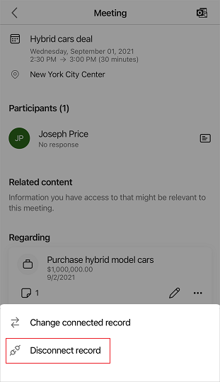 Disconnect a record from a meeting Disconnect a record from a meeting.