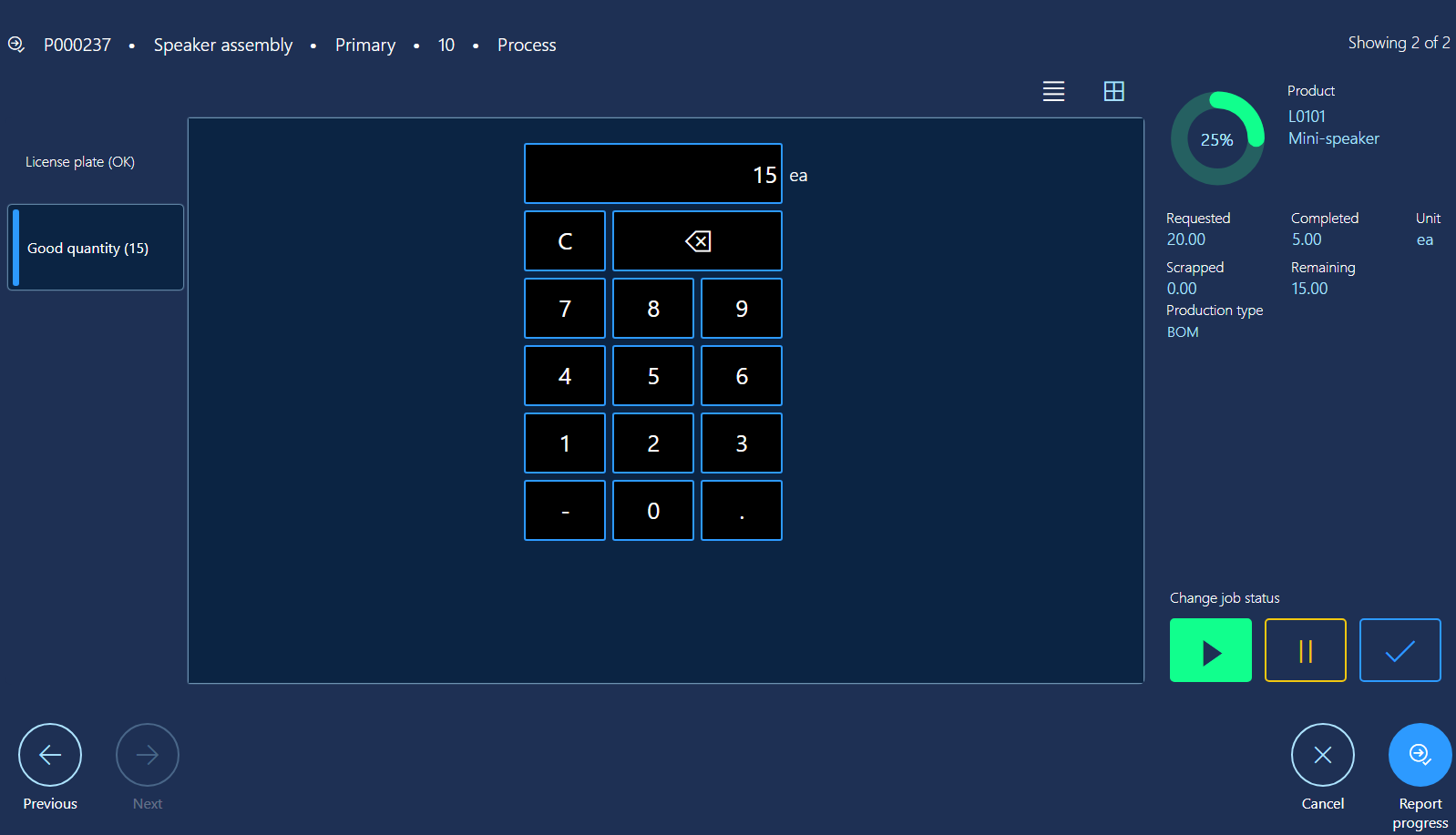 Report progress dialog box detail view Report progress dialog box detail view.