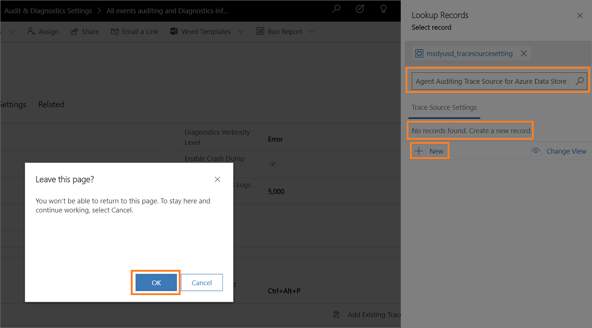 Confirmation dialog Confirmation dialog to leave the page.
