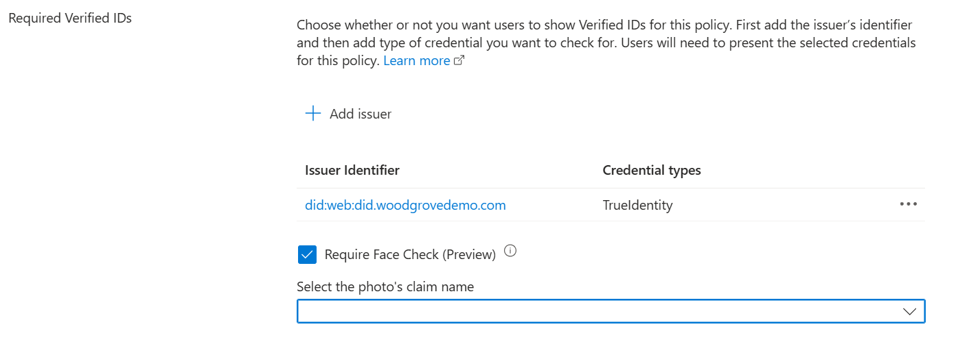 Screenshot of the require face check option.