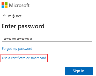 Screenshot that shows a sign-in by using a certificate.