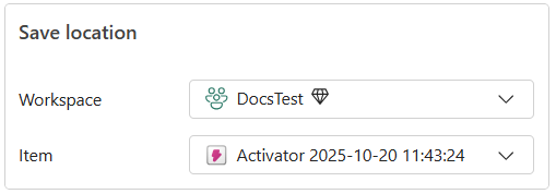 Screenshot of the Save location section in the Add Rule side pane.