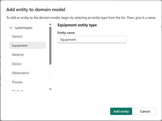 Screenshot of the system types list.