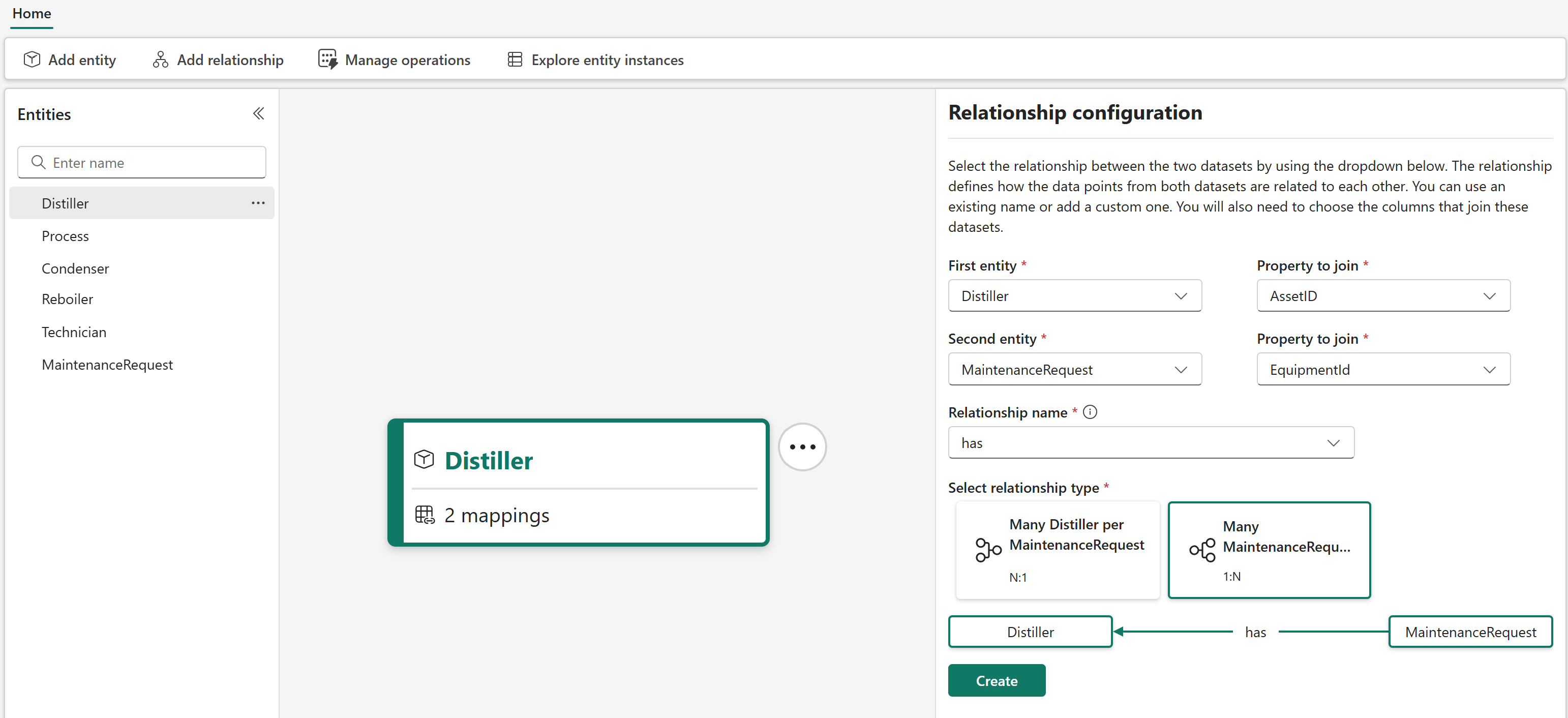 Screenshot of relationship type configuration details.