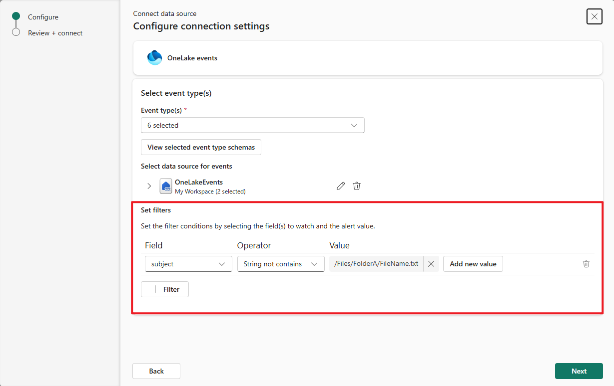 Screenshot that shows the addition of a filter.