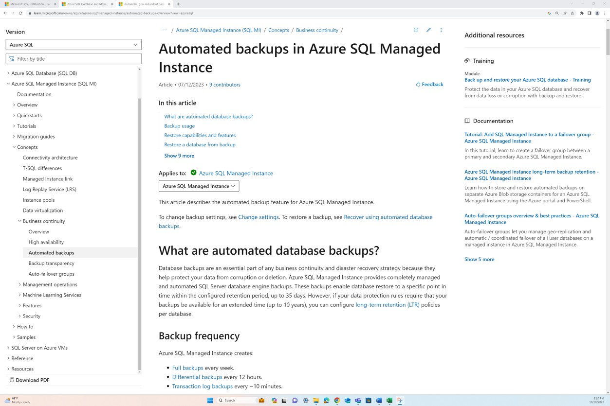 xtls-v4.hkg1.meaqua.org Automated backups in Azure SQL managed instance policy document.