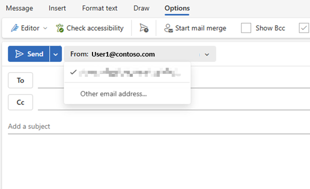 Screenshot of the other email addresses in outlook.