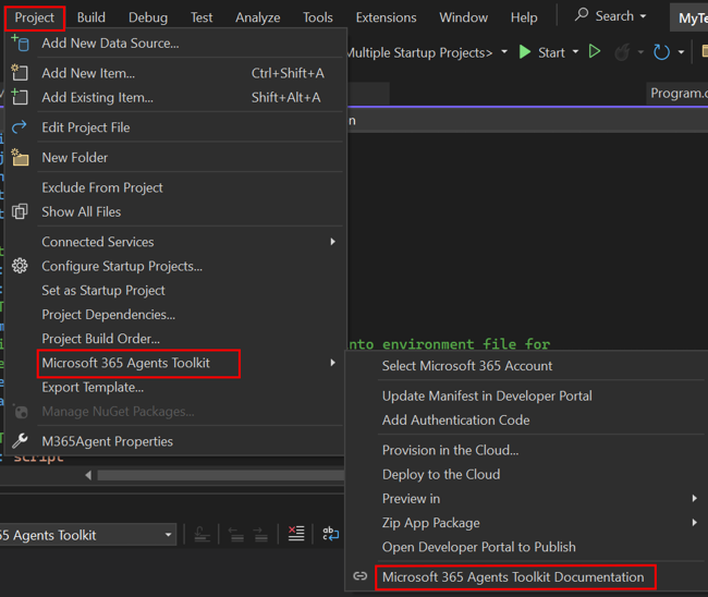 Screenshot shows the option to select and view the documentation.