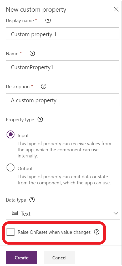 OnReset using custom property OnReset using custom property.
