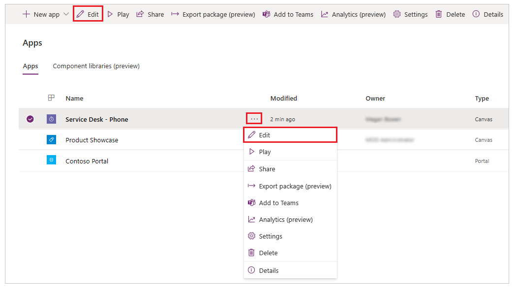 Edit an app Edit an app.