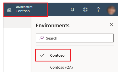 Select environment Select environment.