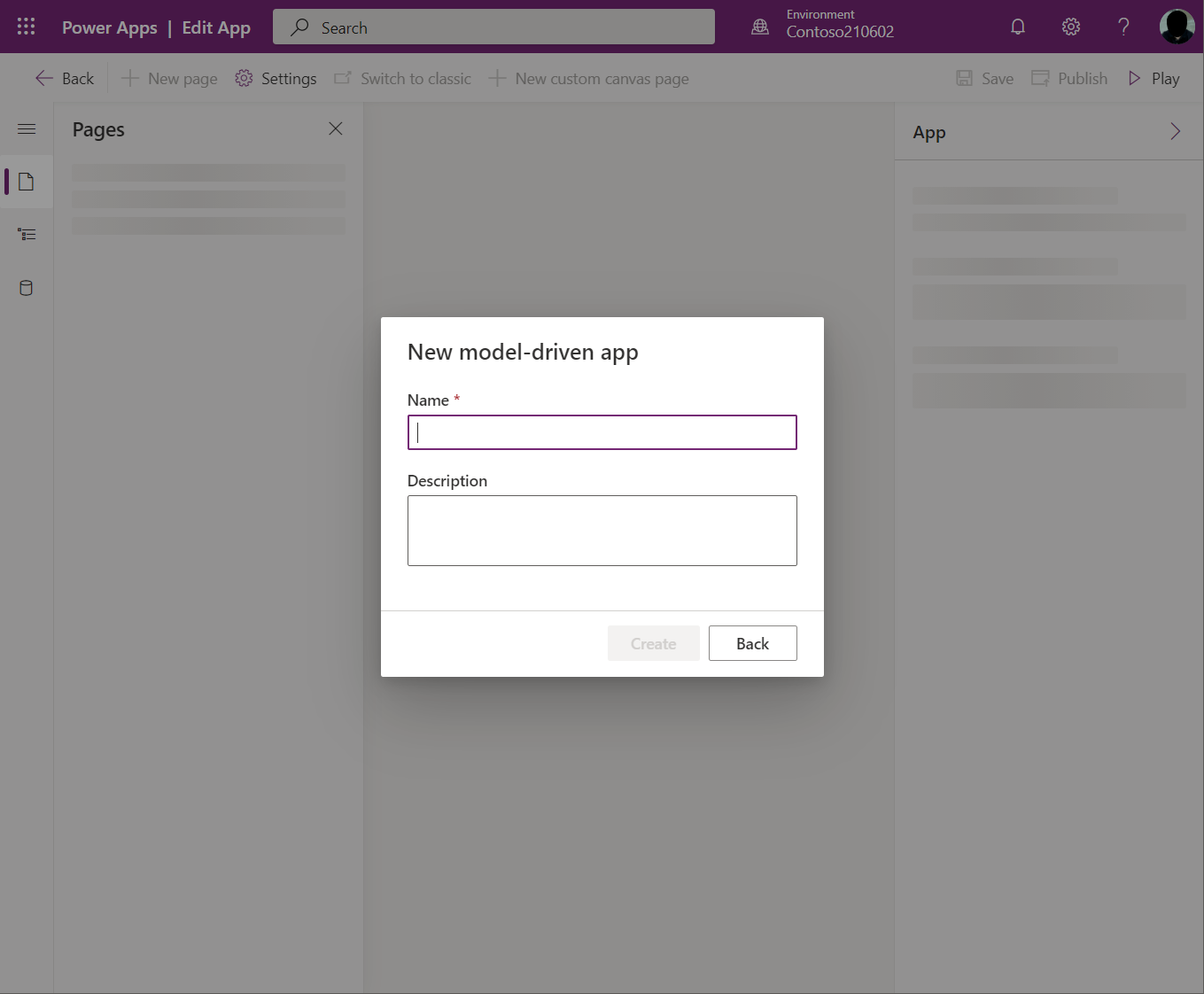 New model-driven app name prompt New model-driven app name prompt