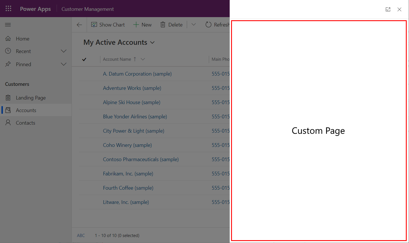 Custom page as side dialog Custom page as side dialog