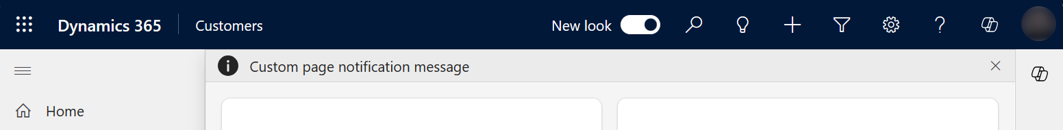 Custom page notify information message bar Custom page notify information message bar