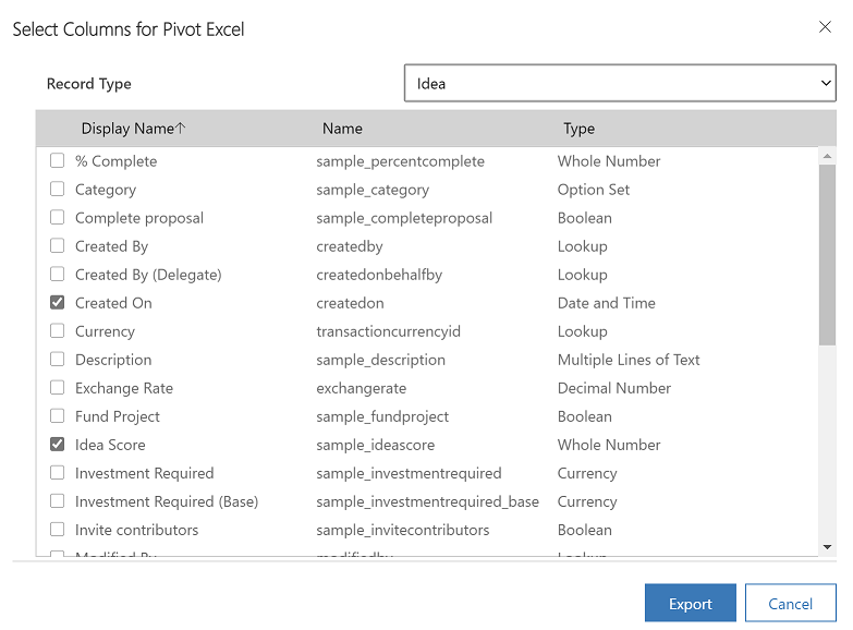 Select Columns and then select export Select Columns and then select export.