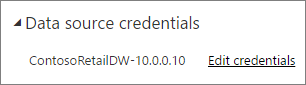 Screenshot of data source credentials dialog for a semantic model using a personal gateway.