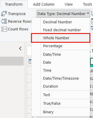 Screenshot of changing a decimal number to a whole number.