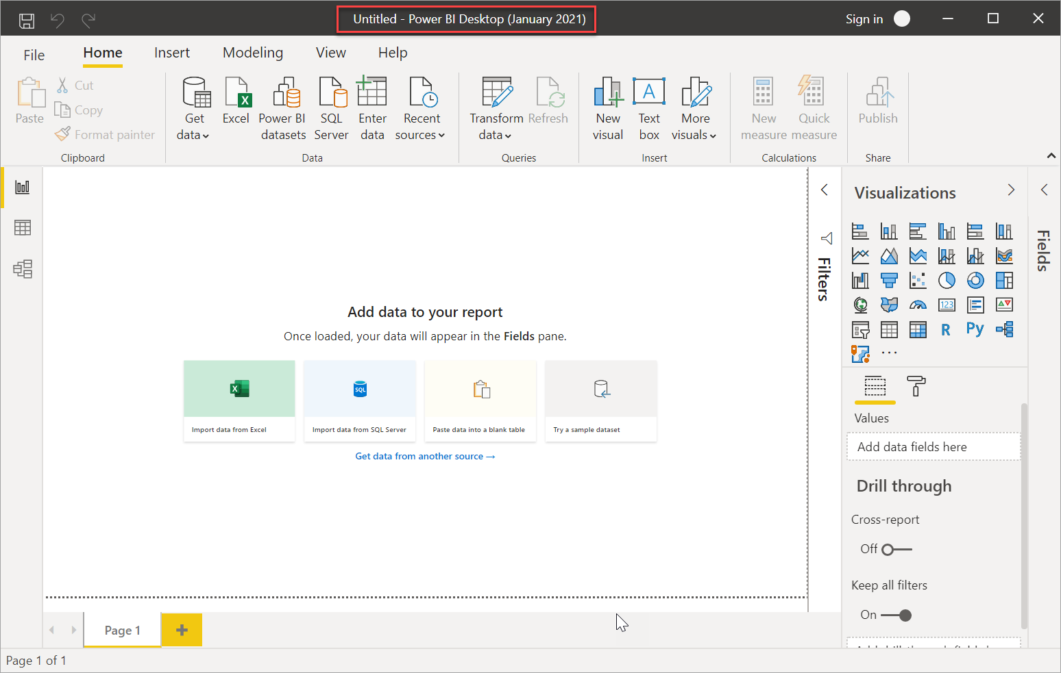 Screenshot of Power BI Desktop with release date in title bar.