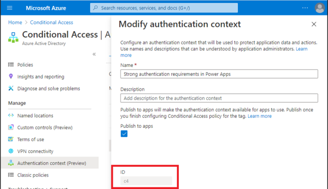 Azure Portal Authentication Context id. Azure Portal Authentication Context ID