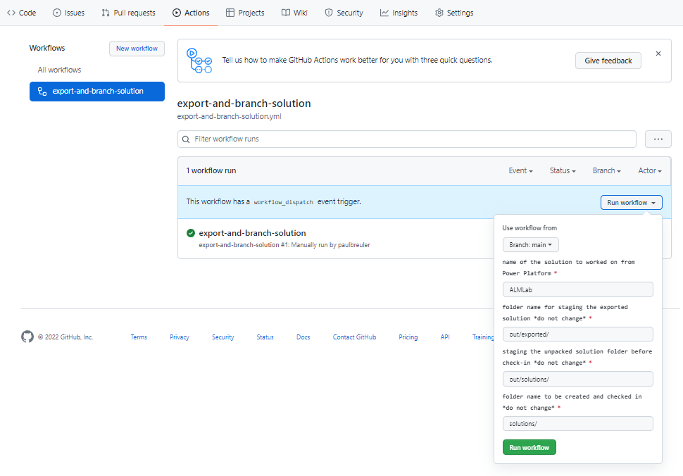 Run workflow Run workflow.