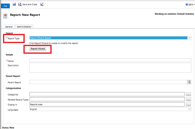 Report wizard screen Report wizard.