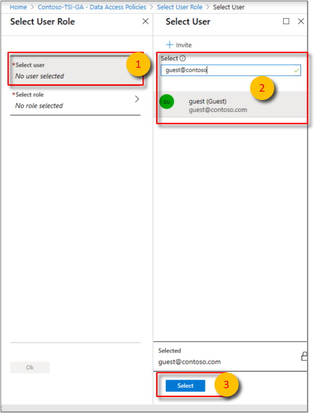 Select the user and confirm the selection
